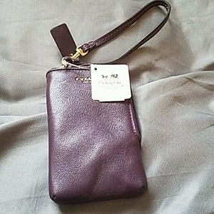 Coach Purple Leather Phone Holder Wallet